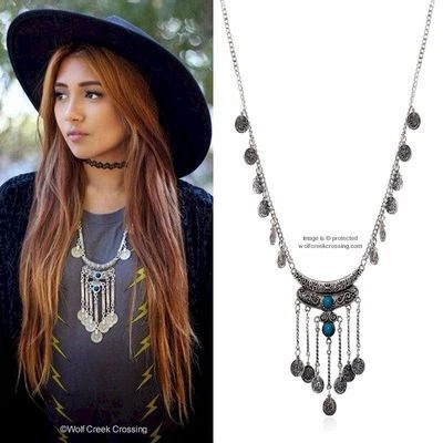 PIEDRAS TURQUESA ALMA GITANA - PLAYA ÉTNICA TRIBAL COLLAR JOYERÍA - ENVÍO GRATUITO Foto 1 de 4