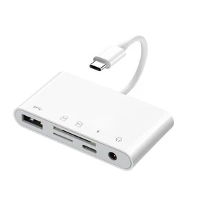 5 in 1 USB OTG Card Reader Adapter With Charging Port For Micro SD SDXC CF SDHC - Photo 1/12