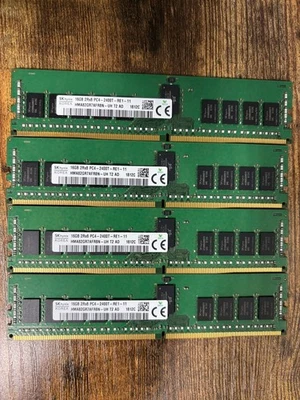64 GB Hynix 4x16 GB DDR4 2400 MHz PC4-19200 2Rx8 Servidor RAM HMA82GR7AFR8N-UH Foto 1 de 2