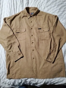 Chaps Ralph Lauren XL Tan Faux Suede Shirt Button Front Long Sleeve Western - Picture 1 of 14