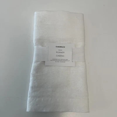 Crate & Barrel Marin Runner Linen European Flax 18x120” Ivory  White New 971 - Image 1 of 4