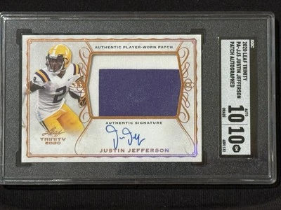 2020 Leaf Trinity Justin Jefferson Patch Auto Bronze SGC 10 Auto 10 🔥 - Image 1 of 2