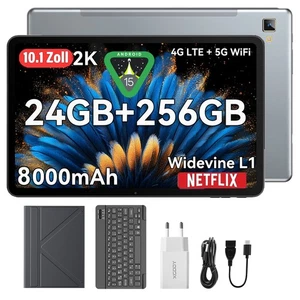 2025 Neu Tablet Android 15 24GB RAM+256GB 8000mAh 10.1 Zoll 4G LTE 2 SIM Wi-Fi - Bild 1 von 10