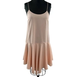 NEW Tibi Peach Spaghetti Strap Round Neck Knee Length Dropwaist Dress Size 4 - Picture 1 of 10