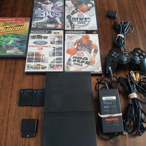 Playstation 2 With 5 Games,2 Memory Cards, Wireless Dongle 1 Controller  Tested - Picture 1 of 11