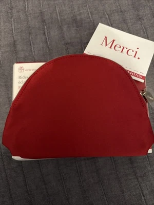 Bolsa de cosméticos Clarins roja 8,5x6 pulgadas Foto 1 de 3
