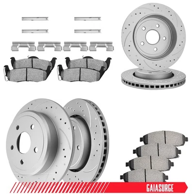 FOR 2005-2010 Jeep Grand Cherokee Commander Front Rear Disc Rotors Ceramic Pads - Image 1 of 4