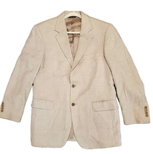 Brooks Brothers Jacket Mens 40R Tan Italian Silk Linen Blend Business Blazer - Picture 1 of 22