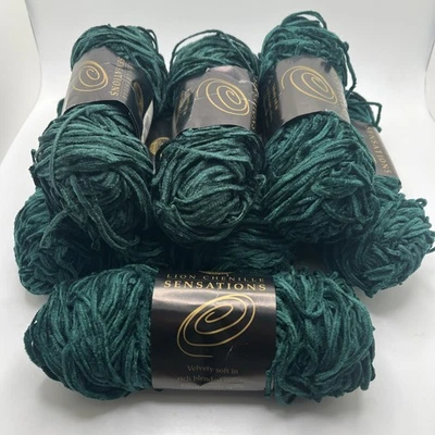 Lote 8 novelos de fio Chenille Sensations marca leão verde floresta 131 mesmo corante 1.4 - Imagem 1 de 2