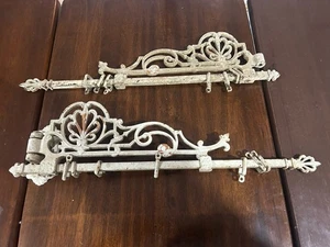 RARE Antique Art Nouveau Swing Arm Curtain Rods Cast Iron Set of 2 - Picture 1 of 3