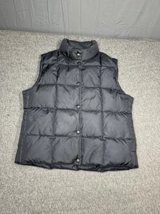 L.L. Bean Womens Vest Large Black Quilted Down Vintage Snap Hiking Outdoor - Picture 1 of 13