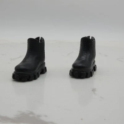Barbie Fashionistas Doll Shoes Black Ankle Boots Closed Toe Flat Feet 2024 HWV71 - Image 1 of 4