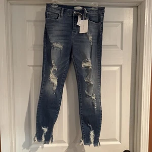 NWT-Cello Rue 21 Jeans Juniors Size 9 High-Waist Tapered Cropped Skinny Stretch - Picture 1 of 6