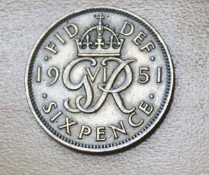 1951 Great Britain 6 Pence - Picture 1 of 2