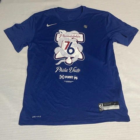 Philadelphia 76ers Shooting Shirt Blue Men’s Phila Unite Nike Dri-Fit Medium Cover