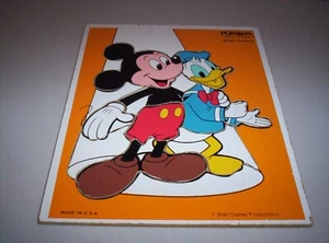 Playskool 190-13 Mickey & Donald Wooden Puzzle Made in U.S.A. cWalt Disney - Picture 1 of 5