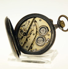 Rare! Swiss Pocket watch Taschenuhr Men's Antique Gunmetal military RAR