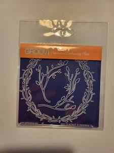GROOVI PARCHMENT CRAFT EMBOSSING PLATE - Small SPRIGS WREATH AND SPRIGS - Picture 1 of 2