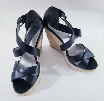 Sandália Feminina Me Too Strappy Wedges Tamanho 10M Preta Ilana Espadrille - Imagem 1 de 4