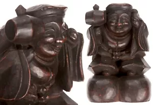 Antique Japanese Carved Wooden Daikoku Okimono Seven Lucky Gods Daikokuten Wood - Picture 1 of 24