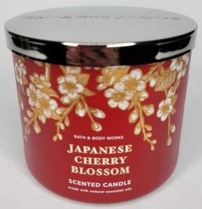 BATH & BODY WORKS JAPANESE CHERRY BLOSSOM 3 WICK 14.5 OZ SCENTED CANDLE - Picture 1 of 5