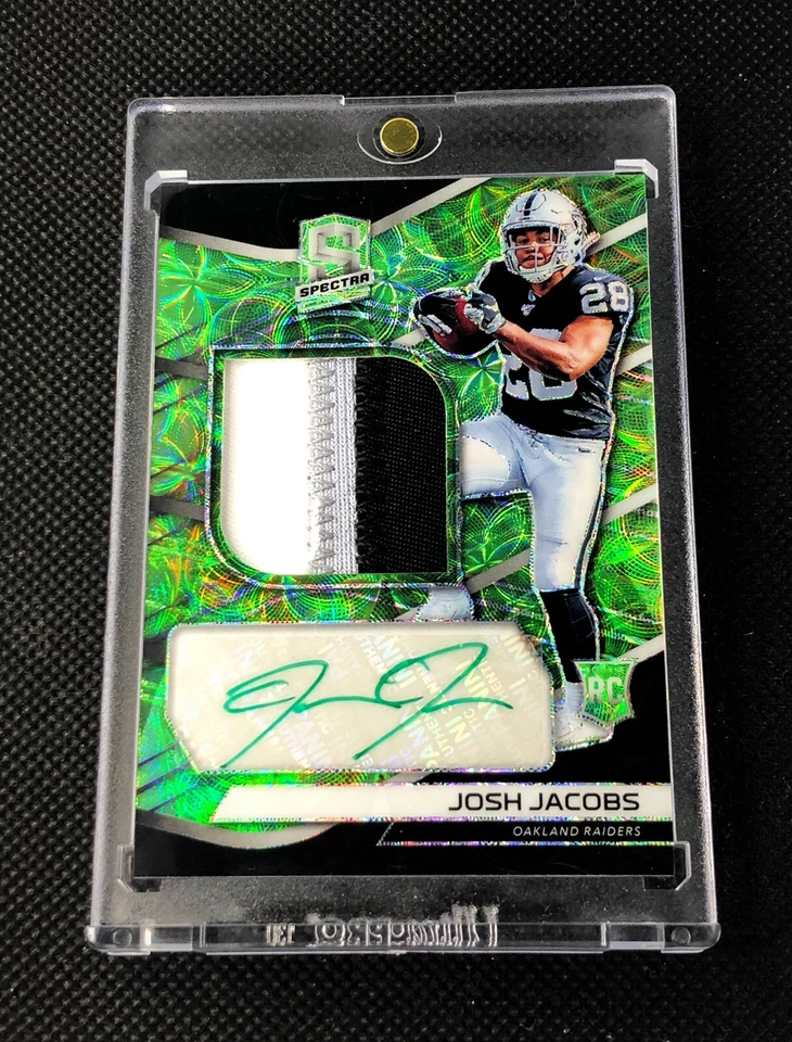 Josh Jacobs 2019 Panini Spectra Green RPA RC Patch Auto /50! Raiders - Image 1 of 1