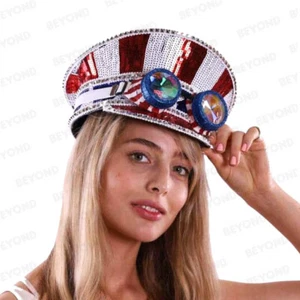 EE. UU. 4 Julio Hombre Ardiente Fiesta Sombrero Gafas Prenda para el torso Sombrero Joyas Gemas - Imagen 1 de 3