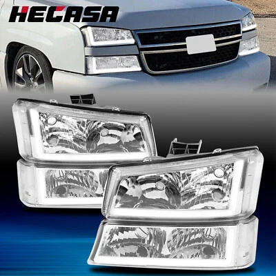 For 03-06 07 Chevy Silverado Avalanche 1500-3500 LED DRL Headlight Bumper Lamps - Image 1 of 4