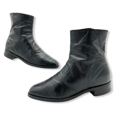 Botines de cuero negros hechos en la Unión de EE. UU. de colección talla 8 D años 70 - 80 EXCELENTES RAROS Foto 1 de 4