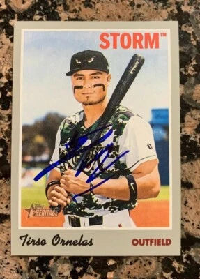 TIRSO ORNELAS Signed 2019 Topps Heritage Minors Baseball Card #130 PADRES AUTO - Image 1 of 2