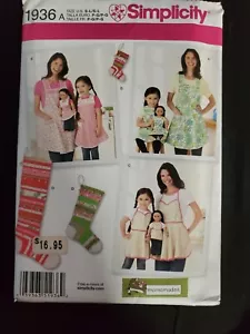 Simplicity 1936 Misses Child Aprons Doll Apron Sz S-L Uncut Sewing Pattern - Picture 1 of 1