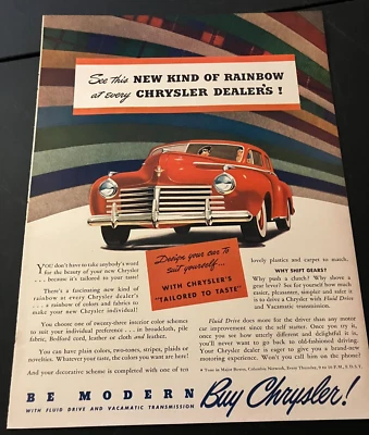 Red 1941 Chrysler Sedan - Vintage Original Color Print Ad / Wall Art - CLEAN - Image 1 of 4