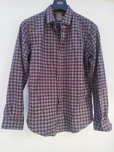 Camisa A Frame Para Hombre Grande Cuadros Gris Borgoña Calce Ajustado - Imagen 1 de 4
