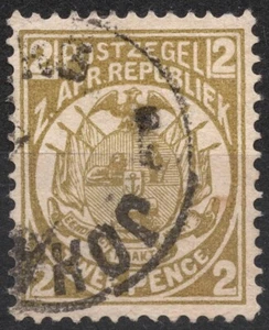 #126 SG178 1887 2 d TRANSVAAL Wagon with One Shaft ,  Coat of Arms 1885 - Picture 1 of 2