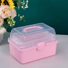 Clear Storage Boxes Portable Cabinet Cosmetic Organiser with Lid and Handle 3