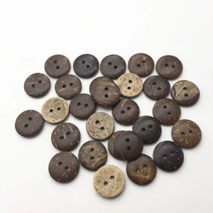 Pkg of 50 SMALL BROWN 2-hole Coconut Shell Buttons 1/2" (12mm) Craft (1156) - Picture 1 of 3