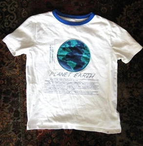 GAP KIDS: Graphic Short-Sleeve Flip Tee, Sz M - "PLANET EARTH" - Picture 1 of 7
