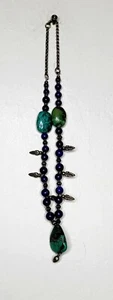 Handcrafted Asian Beaded Chinese Turquoise Artisan Jewelry Blue Green Necklace - Picture 1 of 11