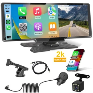 10.26" Android Auto Screen Wireless CarPlay Car Stereo For Apple 2K Dash Cam BT - Picture 1 of 26