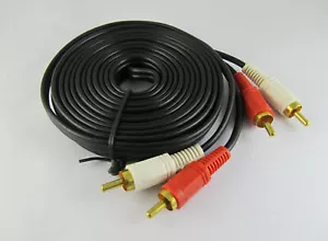 5m 15ft Twin Phono 2 RCA Cable Audio Lead Gold Two Male TV Projector 2 RCA Cord - Picture 1 of 5