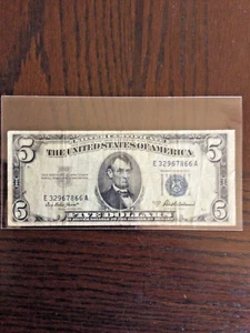 VINTAGE US SILVER Cert. $5 series 1953 - Picture 1 of 2
