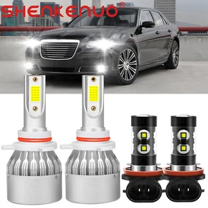 For 2011-2015 Chrysler 300 4x LED Headlight High Low + Fog Light Bulbs Combo Kit - Picture 1 of 12