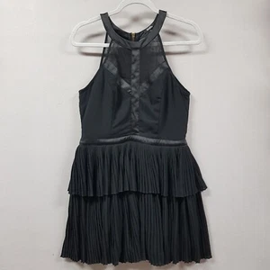 XOXO Kleid Damen Größe 12 Schwarz Plissee Stufenrot Netz Hochgeschlossen Ärmellos - Bild 1 von 11