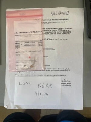 KIT MOD ELECRAFT K3 HAGCMDKT AGC + INSTRUCCIONES Foto 1 de 3