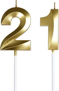 21St Birthday Candles,Gold Number 21 &12 Cake Topper for Birthday Decorations Pa - Picture 1 of 5