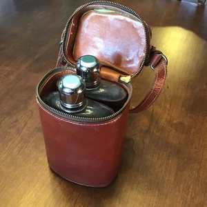 MCM ELYCO Vintage Barware Reise Flachmann Träger mit 2 Kolben - Bild 1 von 11