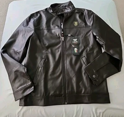 Jaqueta Collezioni Italia Couro Sintético Grande Zíper Completo Marrom NOVA - Imagem 1 de 4