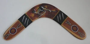Dot Art Handmade Wooden Boomerang Hand Painted Australia Kangaroo - Picture 1 of 2