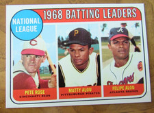 1969 Topps Baseball - # 2 NL Batting Leaders - Pete Rose, CIN; Matty Alou, PIT a