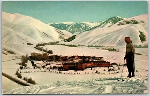 Postcard Idaho Sun Valley Lodge from Penny Mountain Winter Skiing Onlooker - Picture 1 of 2